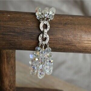 Crystal Auriel Borealis Graduated Beaded Multi Strand Bracelet Rhinestone Clasp